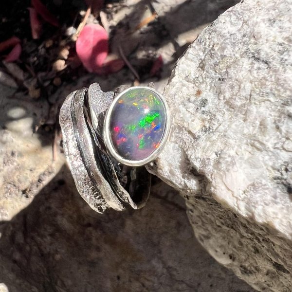 Czarny opal pierścionek