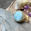 Larimar w złocie pierścionek