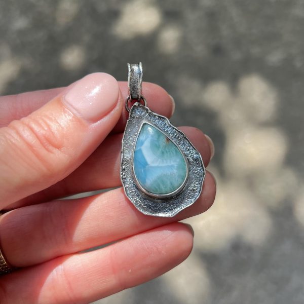 Larimar wisior kropla