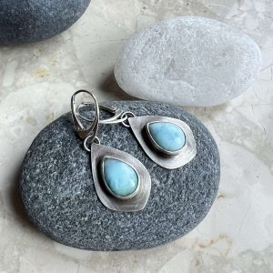 Larimar kolczyki kropelki