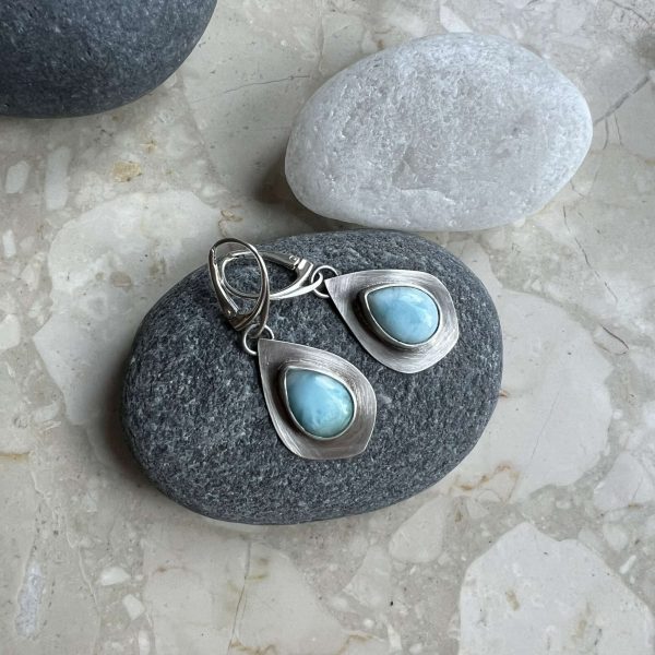 Larimar kolczyki kropelki