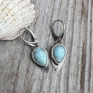 Larimar kolczyki kropelki