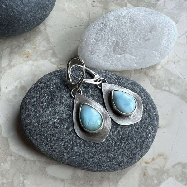 Larimar kolczyki kropelki