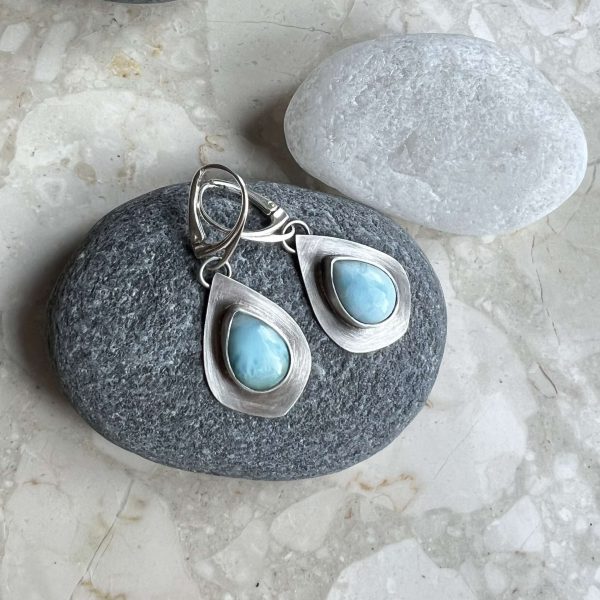 Larimar kolczyki kropelki