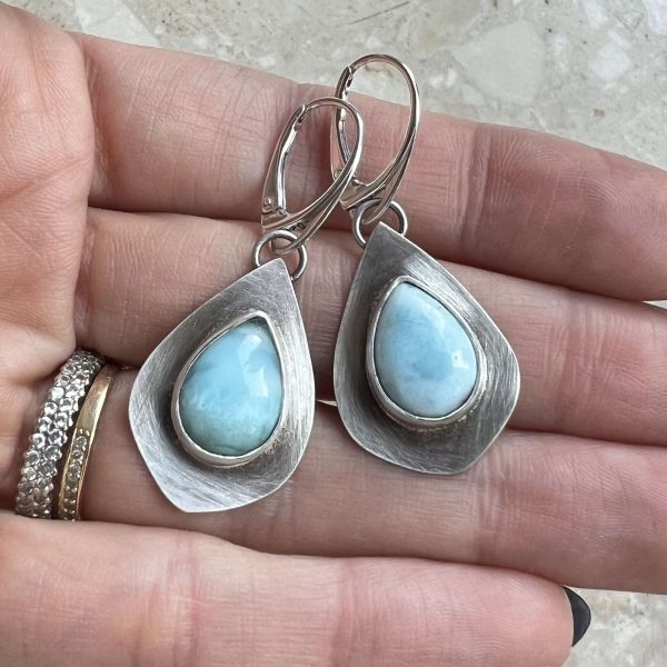 Larimar kolczyki kropelki