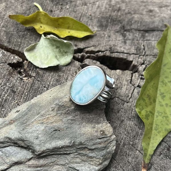 Larimar pierścionek owal
