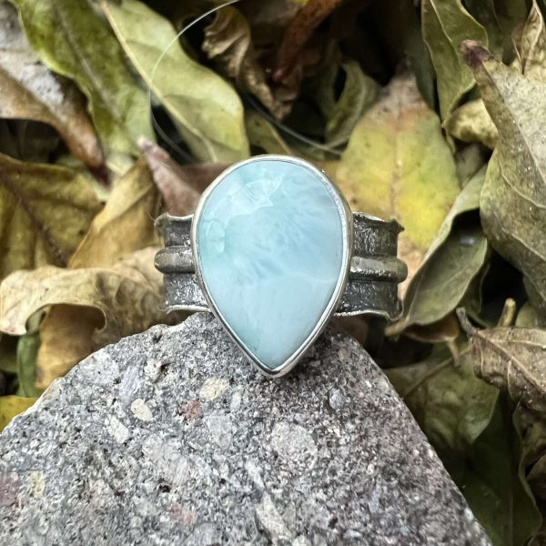 Larimar kropla pierścionek