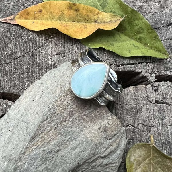 Larimar kropla pierścionek