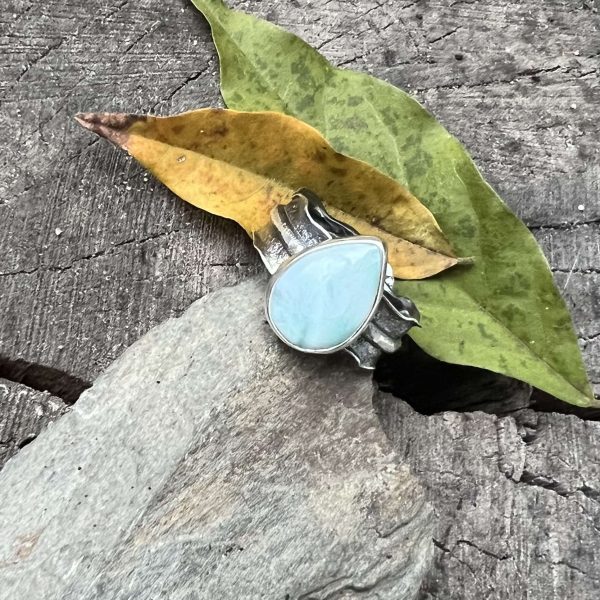 Larimar kropla pierścionek