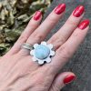 Larimar kwiat pierścionek
