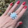 Larimar kwiat pierścionek