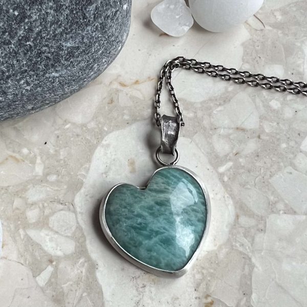 Amazonit wisiorek serce