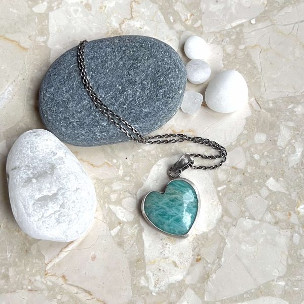 Amazonit wisiorek serce