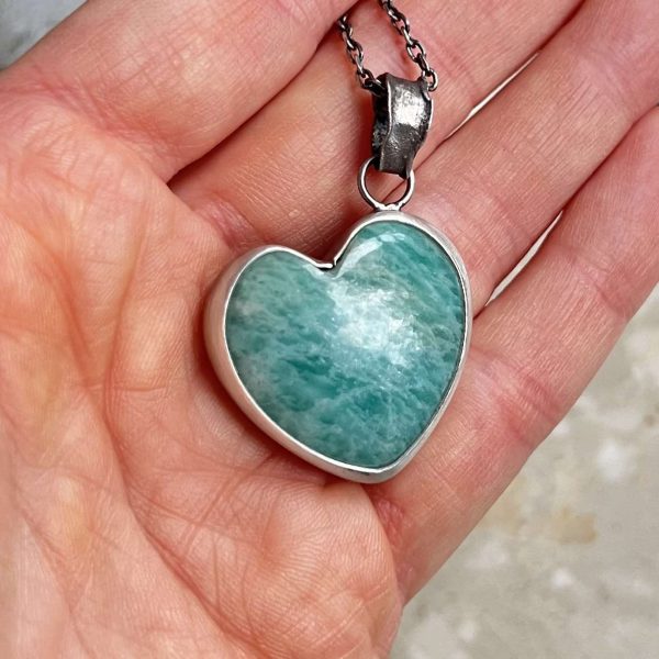 Amazonit wisiorek serce