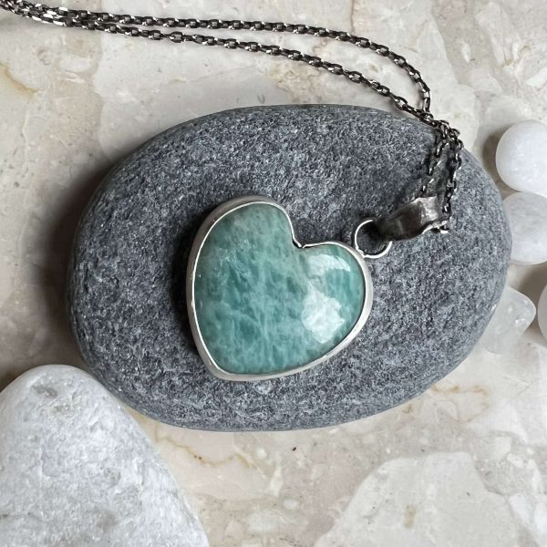 Amazonit wisiorek serce