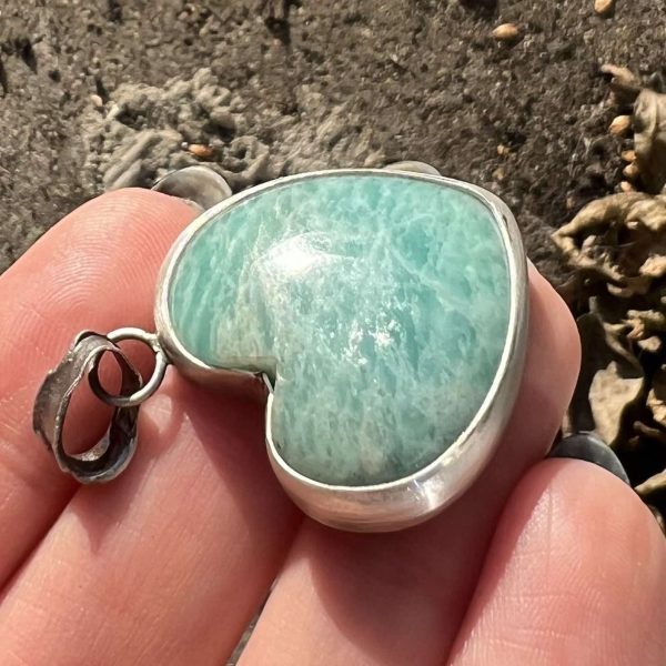 Amazonit wisiorek serce