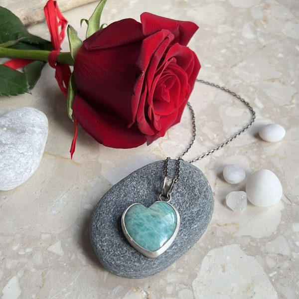 Amazonit wisiorek serce