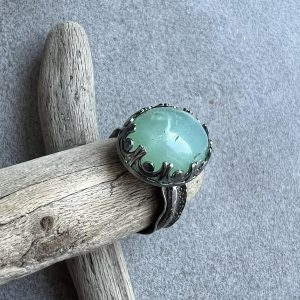 Chryzopraz pierścionek w koronce