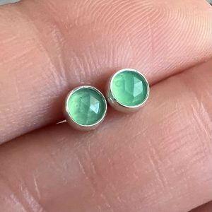 Chryzopraz kolczyki sztyfty