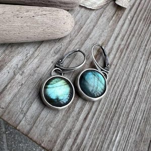 Okrągłe labradoryty kolczyki