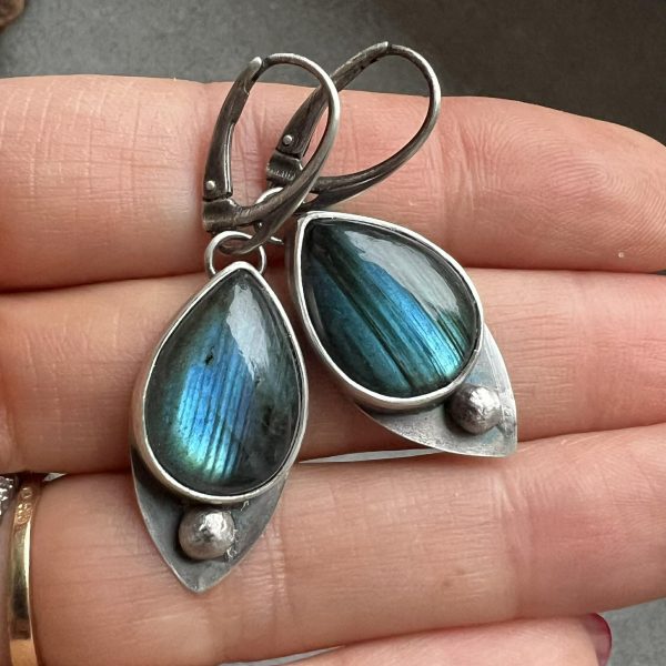 Labradoryt kolczyki kropeczki