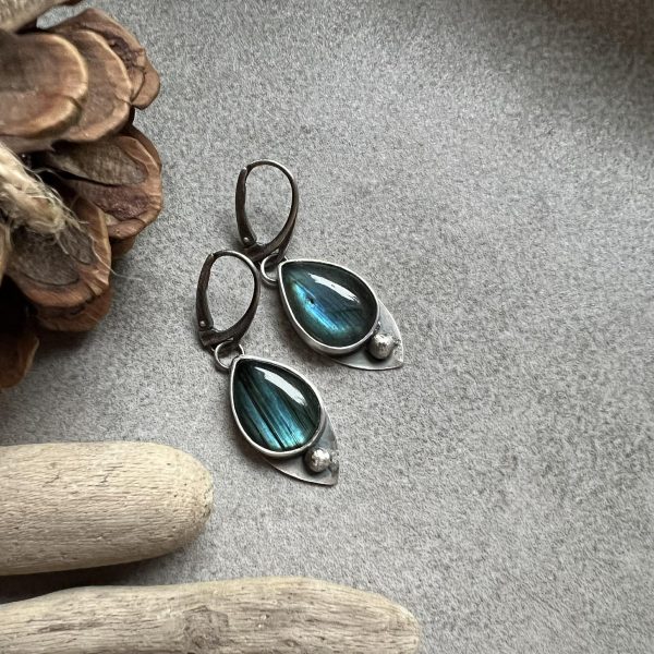 Labradoryt kolczyki kropeczki