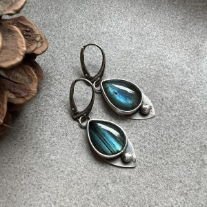 Labradoryt kolczyki kropeczki