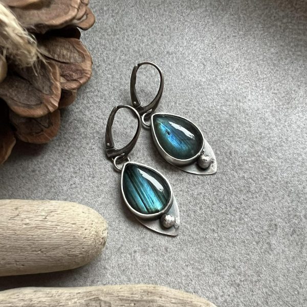 Labradoryt kolczyki kropeczki