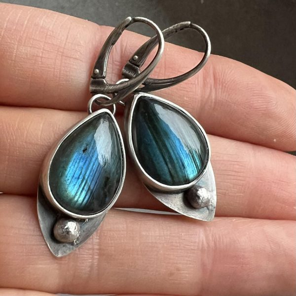 Labradoryt kolczyki kropeczki