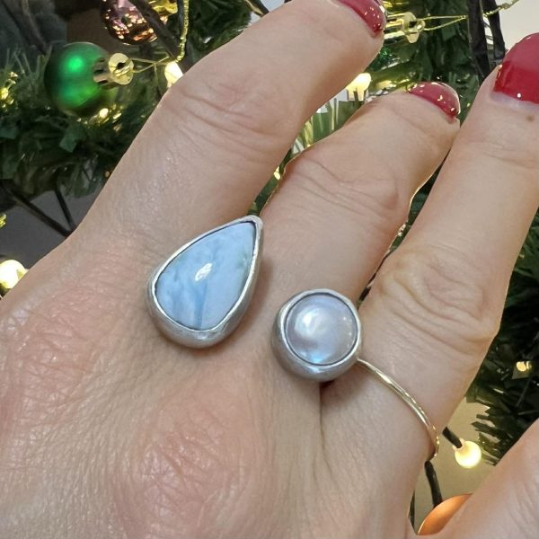 Perła larimar pierścionek Perła larimar pierścionek