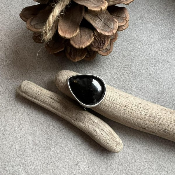 Pierścionek kropla turmalin czarny