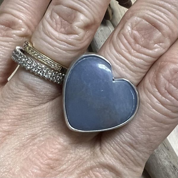 Angelit pierścionek serce