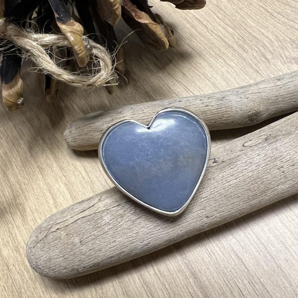 Angelit pierścionek serce