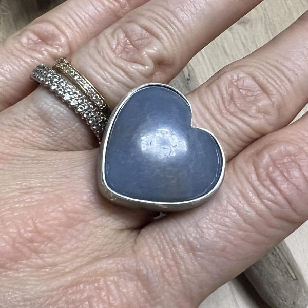 Angelit pierścionek serce