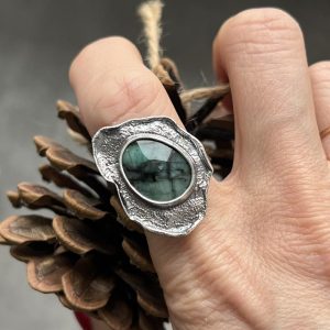 Szmaragd zielony pierścień z regulacją rozmiaru