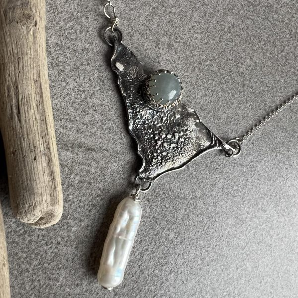 Akwamaryn perła naszyjnik