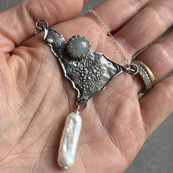 Akwamaryn perła naszyjnik 3