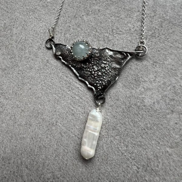 Akwamaryn perła naszyjnik