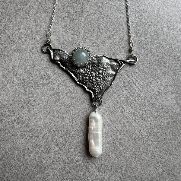 Akwamaryn perła naszyjnik