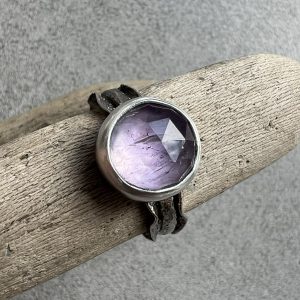 Ametyst pierścionek srebro z regulacją rozmiaru