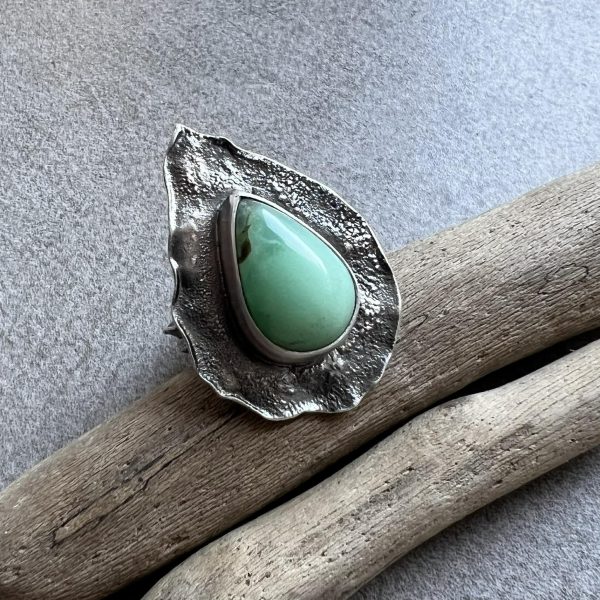 Chryzopraz pierścionek kropelka