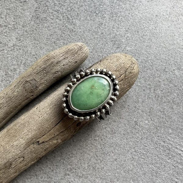 Chryzopraz pierścionek kulki