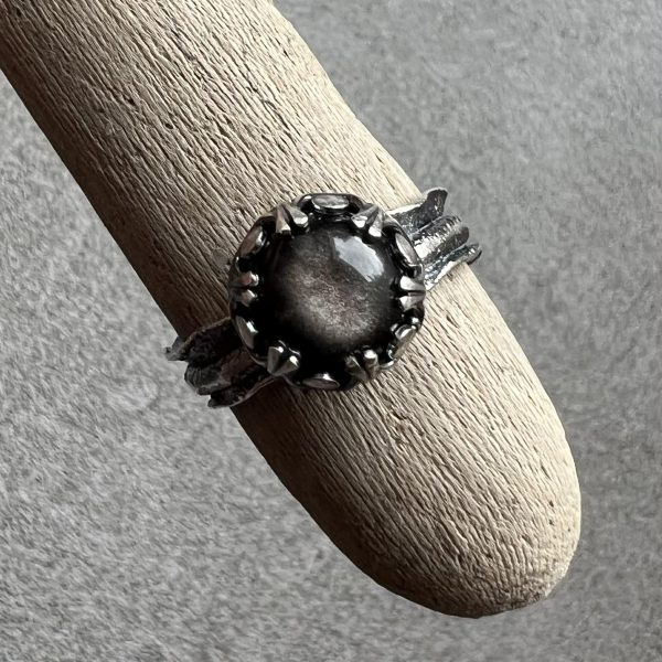 Obsydian złocisty pierścionek