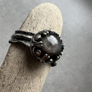 Obsydian złocisty pierścionek